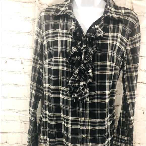 💫EUC💫Converse Button Up Long Sleeves w/ Ruffles - Women Top💫 - Picture 1 of 8